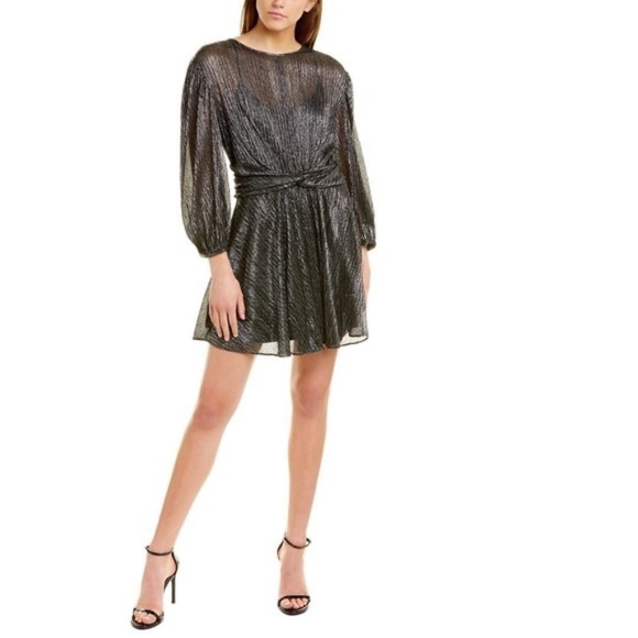 IRO Irisa Mini Dress Black Silver Metallic Size 40 US 8 - Picture 1 of 11